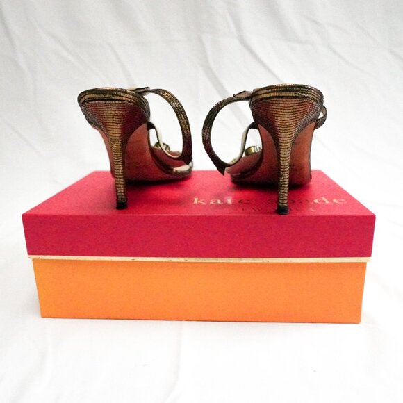 KATE SPADE SANDAL Bronze & Green Heel Size 9 - Picture 7 of 10